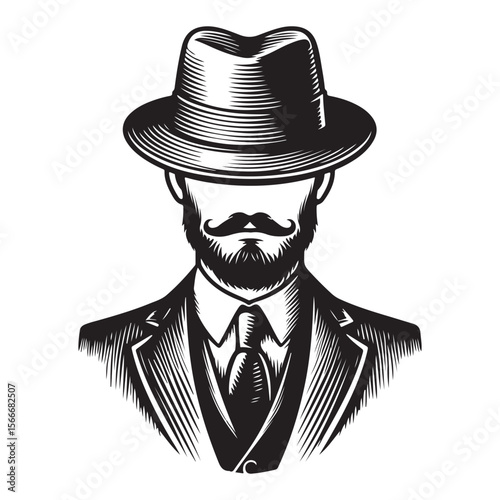 Gentleman vintage with hat vector image