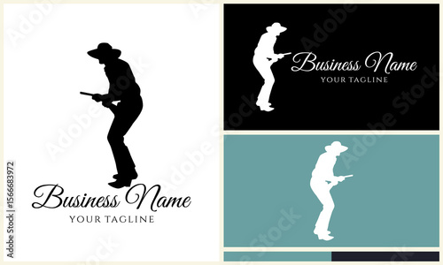 Cowboy Silhouette Holding Guns.