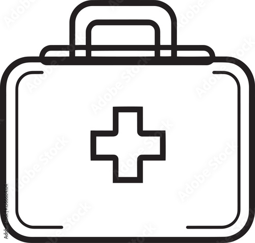 first-aid box clean simple vector linear outline black vector illustration