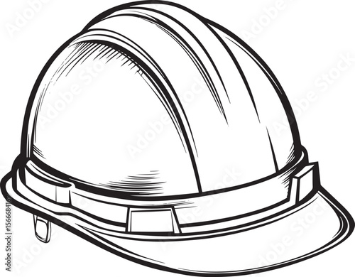 Black vector outline of a hard hat in a clean, simple linear style.