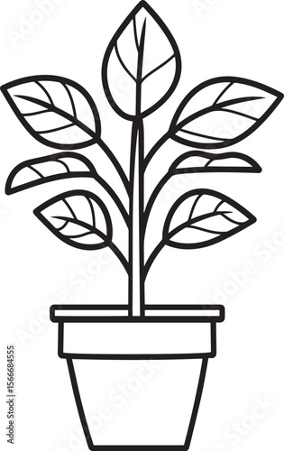 Minimalistic black vector illustration of a plant with a linear outline.