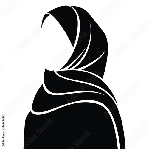 Elegant Muslim Woman in Pashmina Hijab Silhouette - Modest Fashion & Islamic Veil Icon