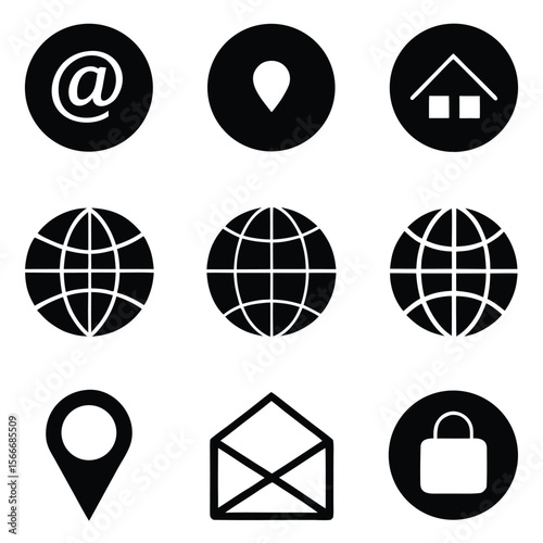 A versatile set of web icons featuring global communication and internet technology symbols