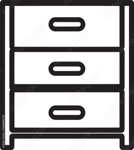 drawer icon clean simple outline black vector illustration