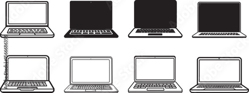 Laptop icon clean simple silhouette black vector illustration