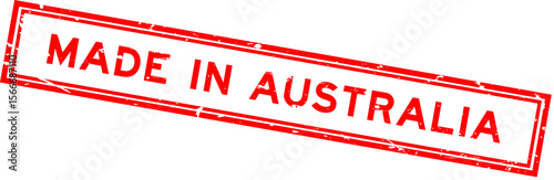 Grunge red made in australia word square rubber seal stamp on white background