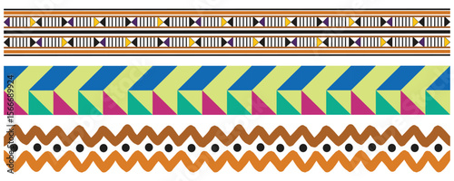 Vector pattern with African art decoration tribal geometric shape symbols. Folk background vector. Set of tribal aztec pattern banner background. Ethnic border style vector seamless pattern. pattern T