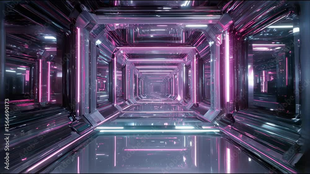 Futuristic Neon Corridor Loop Animation