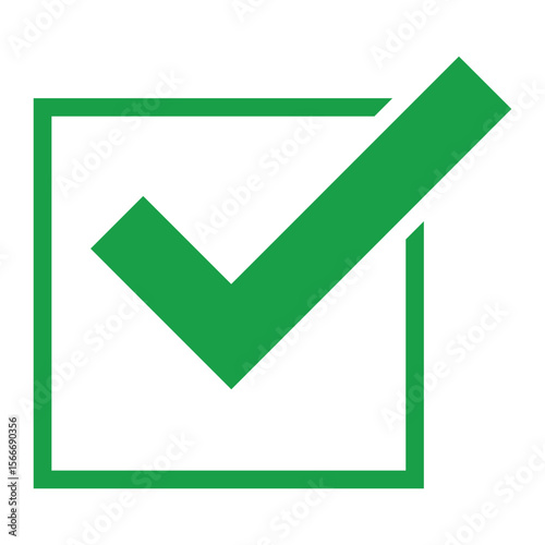 Green Check Mark Icon Vector Illustration — Symbol of Success, Approval, and Confirmation in Modern Minimalist Style