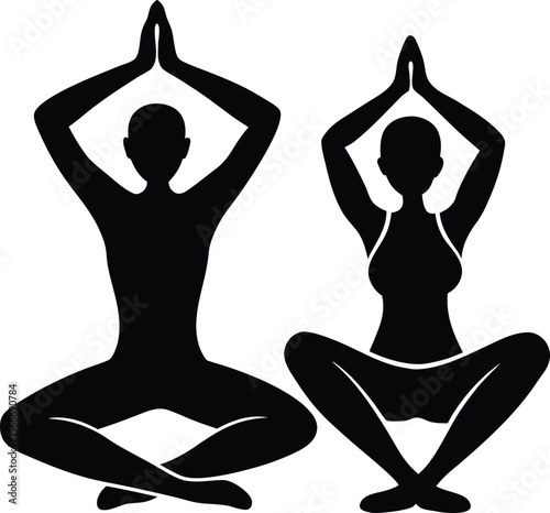 silhouette of yoga woman