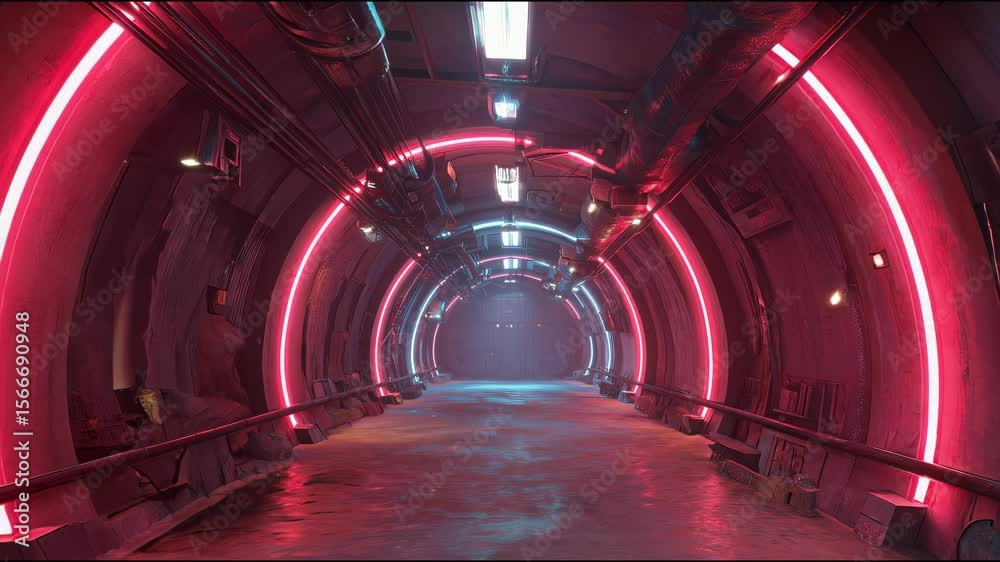 Futuristic Underground Tunnel Animation – Sci-Fi Motion Scene