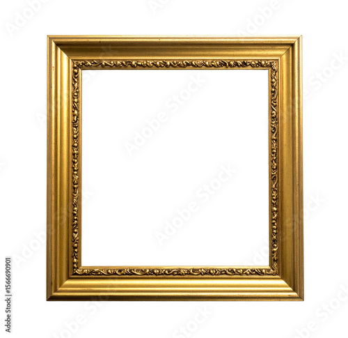 Elegant golden vintage baroque frame with transparent background