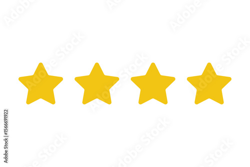 yellow four star rating icon isolated 