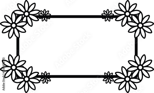 black and white floral frame