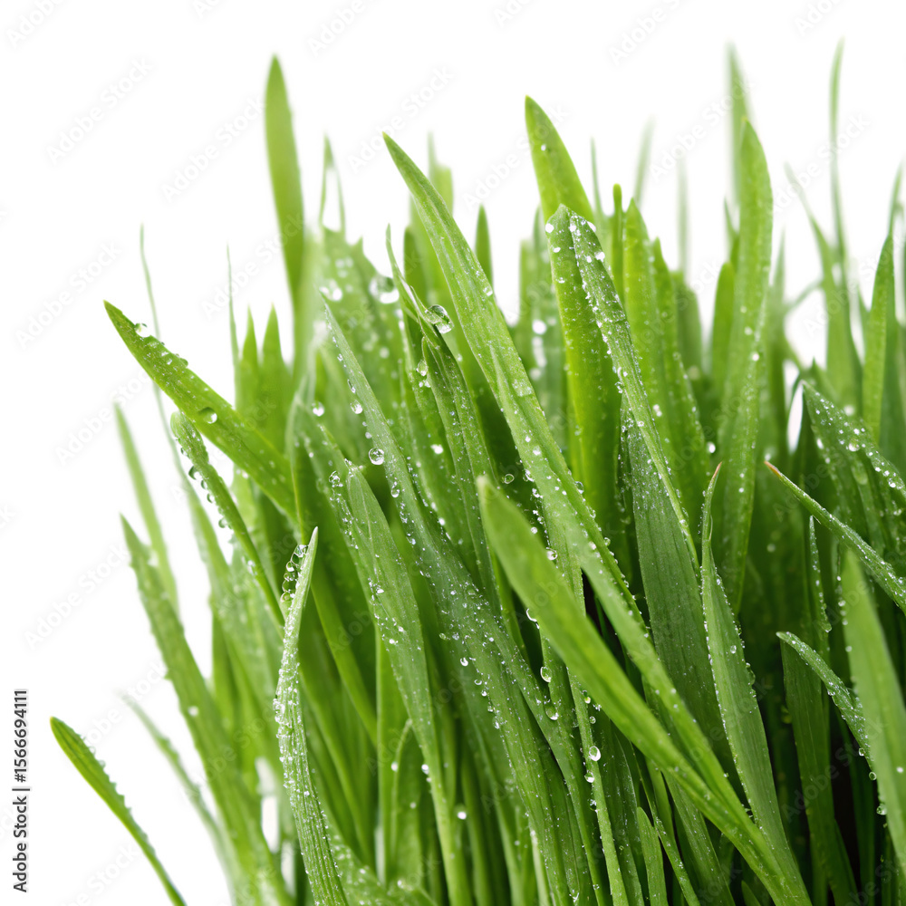 Obraz premium Fresh green grass closeup, isolated PNG transparent background