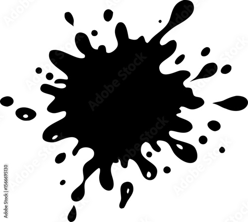 Vector illustration of a black ink blot or red paint splash with grunge splatter design