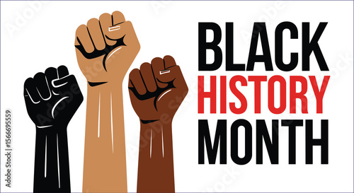 Black History Month Celebration Raised Fists Vector Illustration For Social Justice