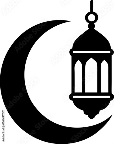 Golden empty birdcage against a mosque silhouette in the white sky