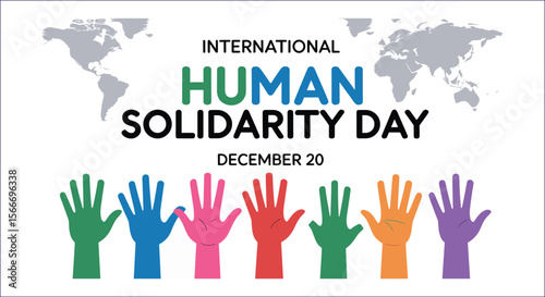 International Human Solidarity Day With Colorful Hands On December Twentieth