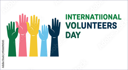 International Volunteers Day Illustration With Colorful Hands Representing Community Support