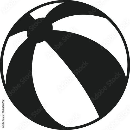 Beach Ball Silhouette Vector for Summer Games and Holiday Design