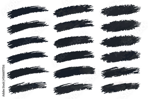 Abstract Dark Gray Brush Stroke Set:  Grunge Texture, Design Elements,  Graphic Resource,  High Resolution,  Vector Style.
