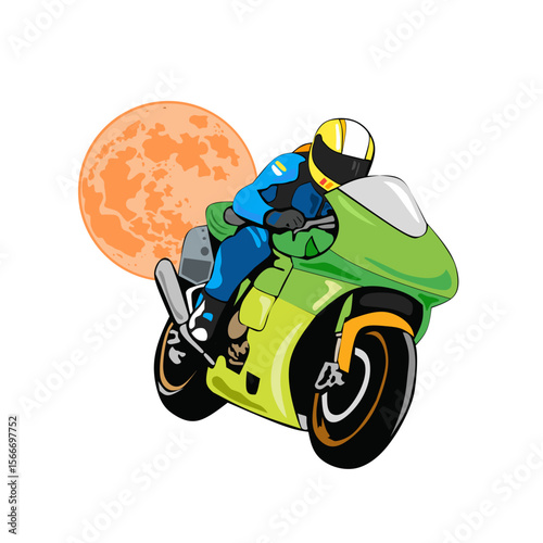 Race motorcycle deesign rider and spor motor design t-shirt and flat illustration rider motorcycle