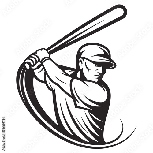 Baseball Hitter Ready to Swing Bat	