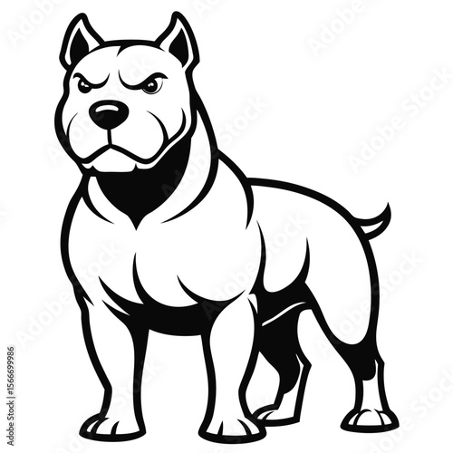 Powerful Muscular Dog Standing Aggressively	