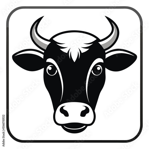 Black and White Cow Head Icon	