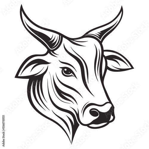 Intimidating Bull Head Graphic Art Illustration	