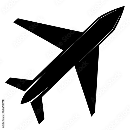A  silhouette of a aero plane on white background 