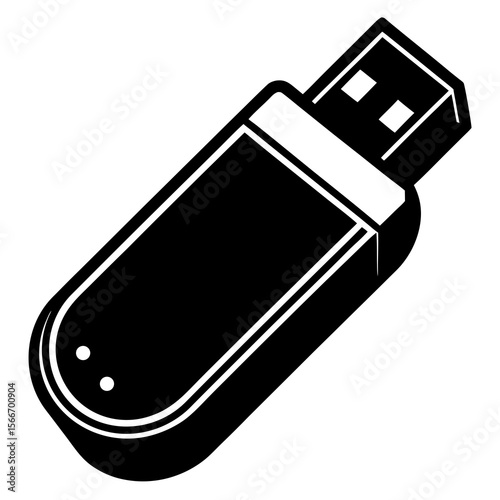 USB flash drive isolated on silhouette  white background 