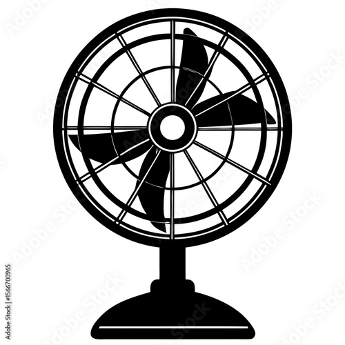 A silhouette of a old fashioned fan on white background 