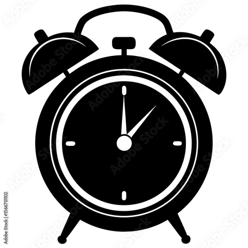 A silhouette  of a alarm clock on white background 