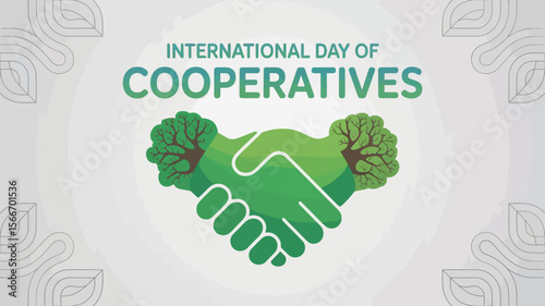 International Day of Cooperatives Handshake Tree Unity Illustration