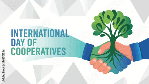 International Day of Cooperatives Handshake Tree Unity Illustration