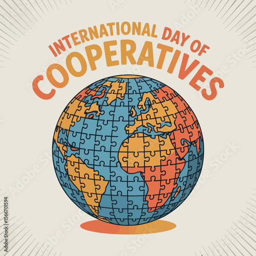 International Day of Cooperatives Puzzle Globe Unity Poster Design