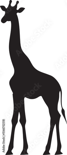 Giraffe Posture Tall and steady, neck high, legs straight, full silhouette design.