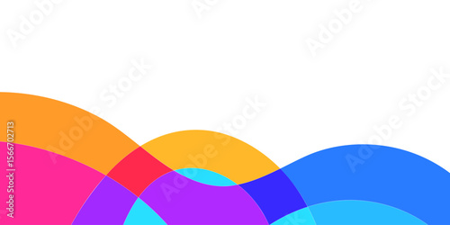 Abstract colorful shapes overlapping on white background (1)