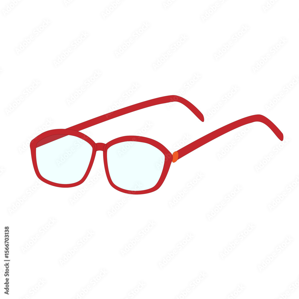 Fototapeta premium 赤いフレームのボストン型メガネのイラスト