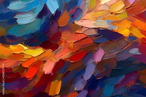 Joyful and Vibrant Abstract Impasto Painting with Colorful Dabs