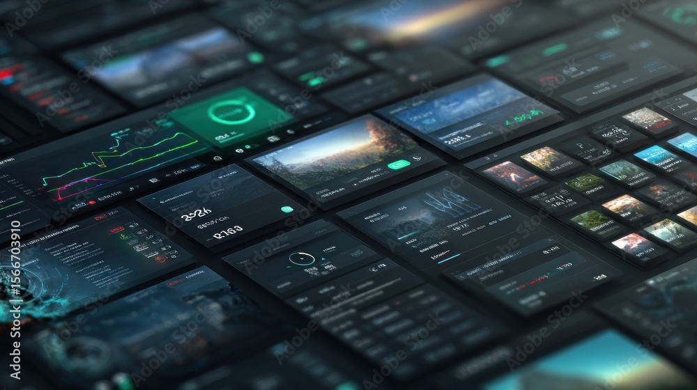 Fototapeta premium Digital data dashboards and interfaces technology finance business