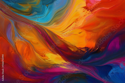 Passionate and Fiery Flowing Abstract Painting