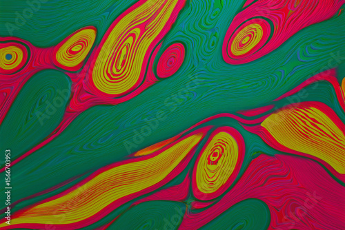 Vibrant Psychedelic Abstract Pattern with Topographic Contour Lines