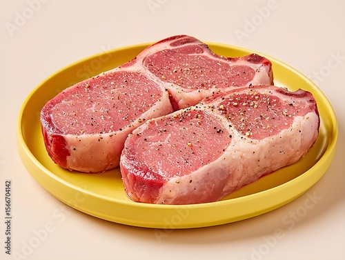 Preparing delicious pork chops kitchen food photography clean background close-up culinary art