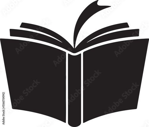 Open Book Icon  A Simple, Elegant Black and White Illustration