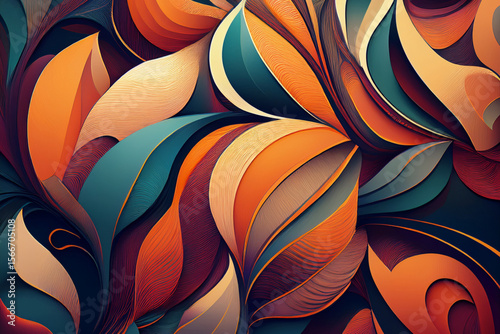 Elegant Autumn Leaves Pattern in a Modern Art Nouveau Style