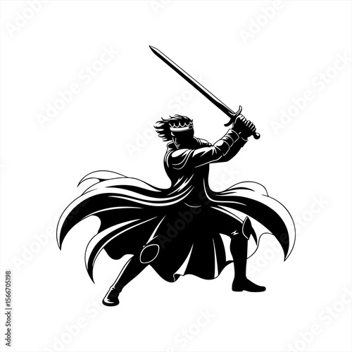 Vector of knight with sword on white background