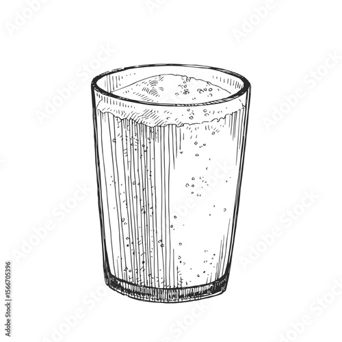 Vector hand-drawn illustration of a glass of sugar. Black and white sketch of ingredients for recipe design.